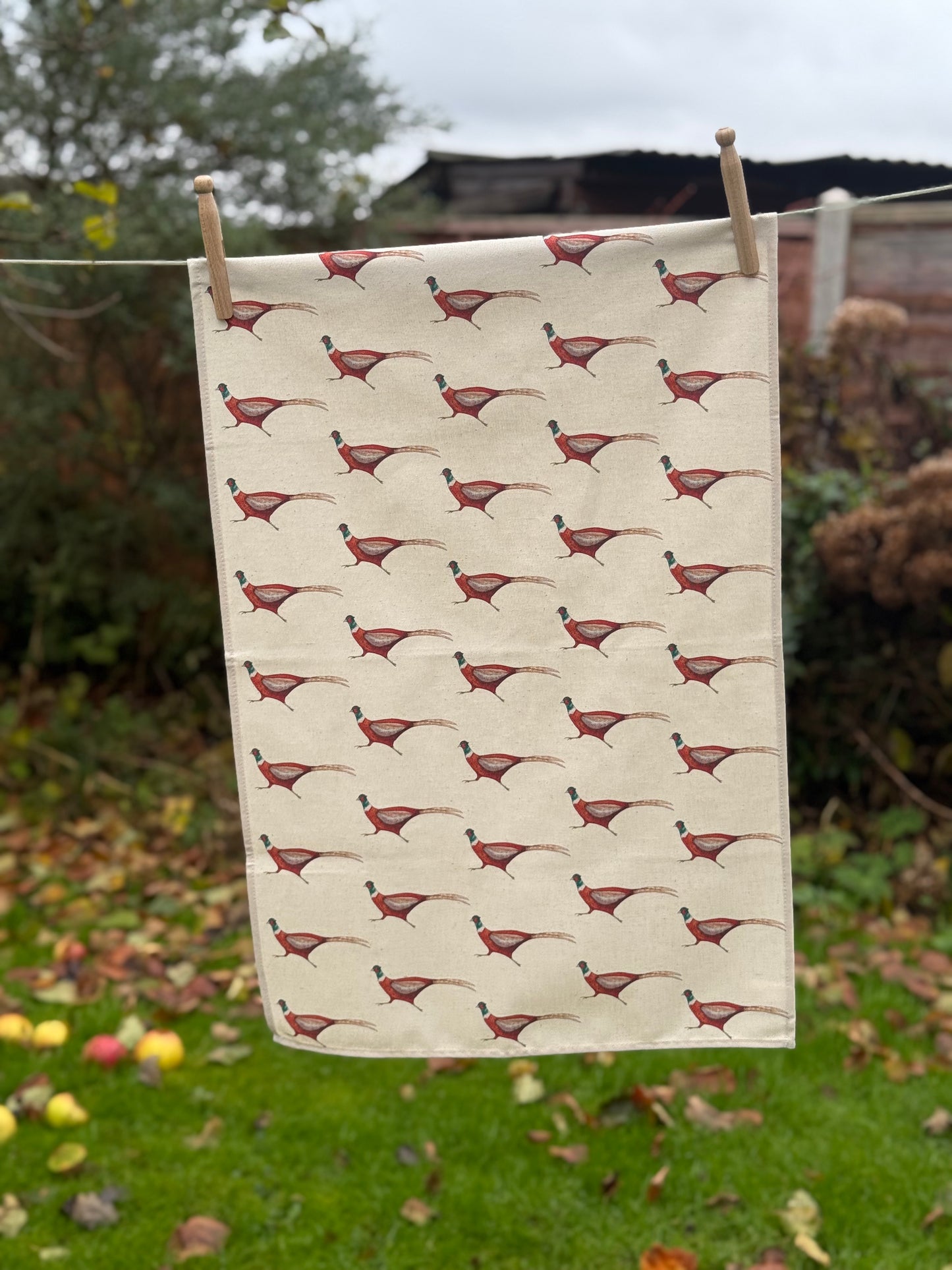 Running Pheasant Tea Towel, Organic Cotton
