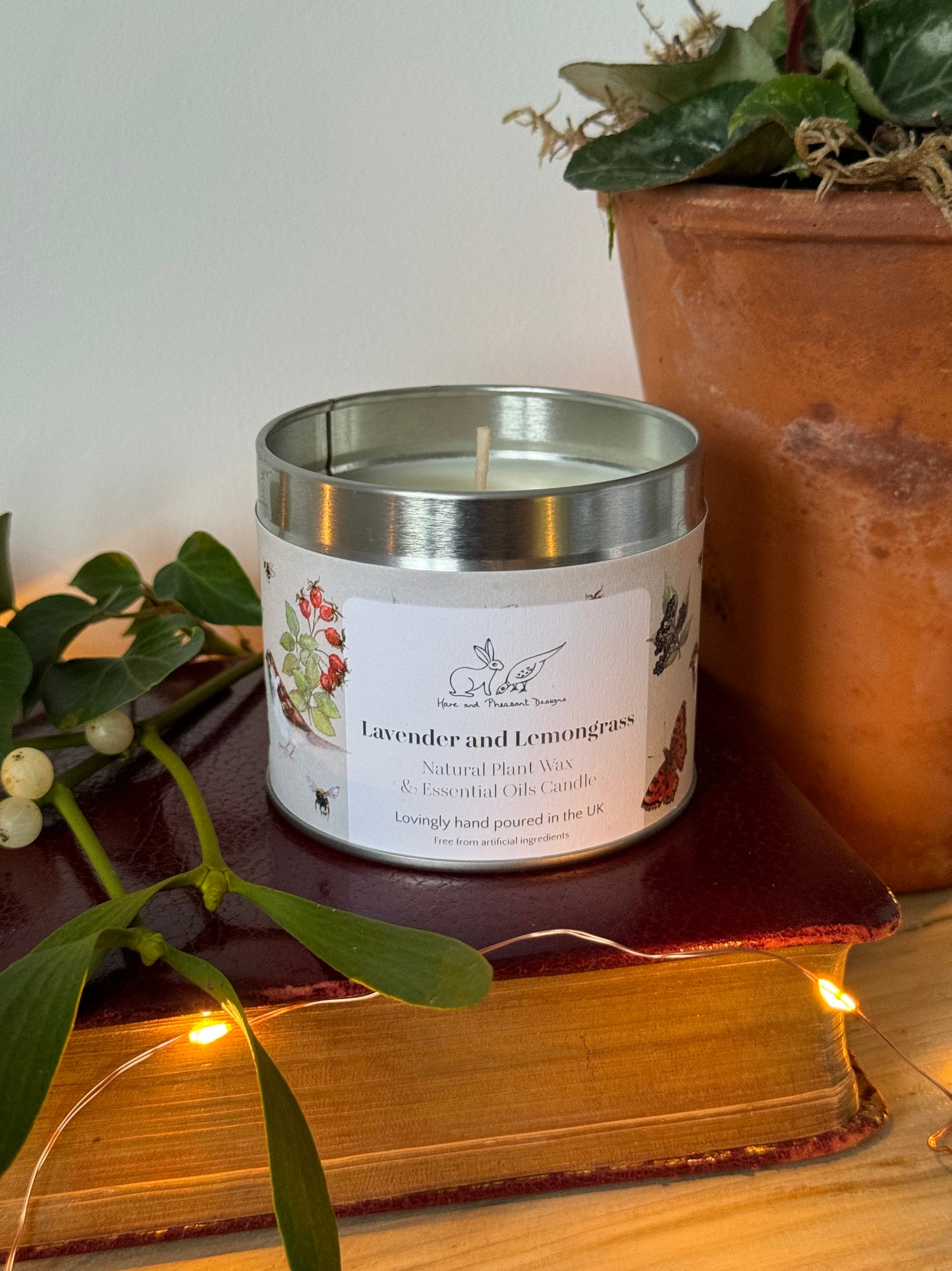 Lavender and Lemongrass Candle in a Tin, Hand Poured in the UK, Natural Candles