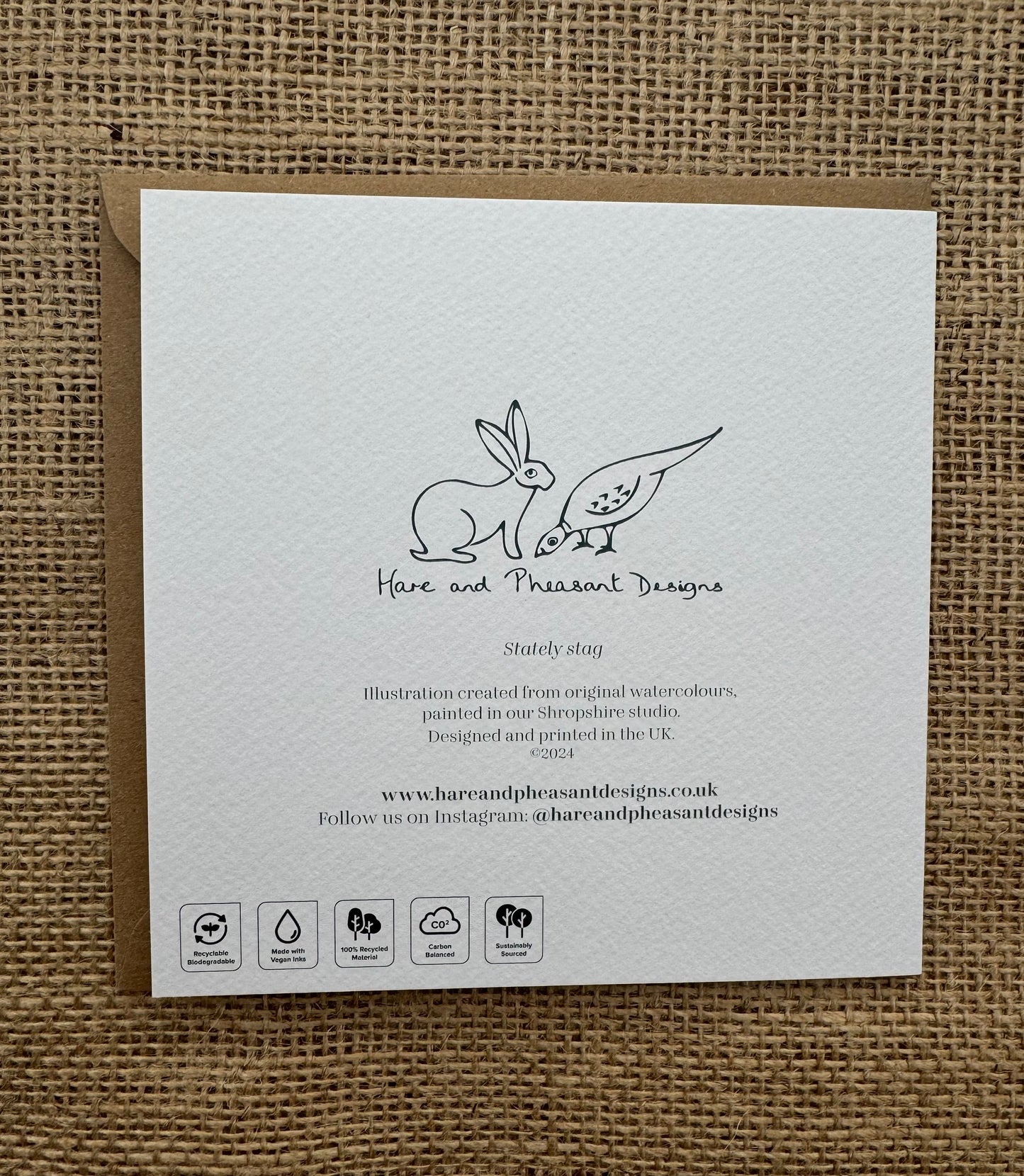 Stag Greeting Card, Stag Christmas Card, Blank Inside