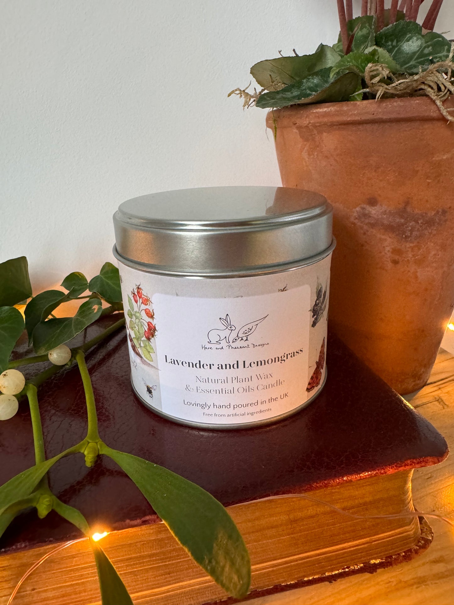 Lavender and Lemongrass Candle in a Tin, Hand Poured in the UK, Natural Candles