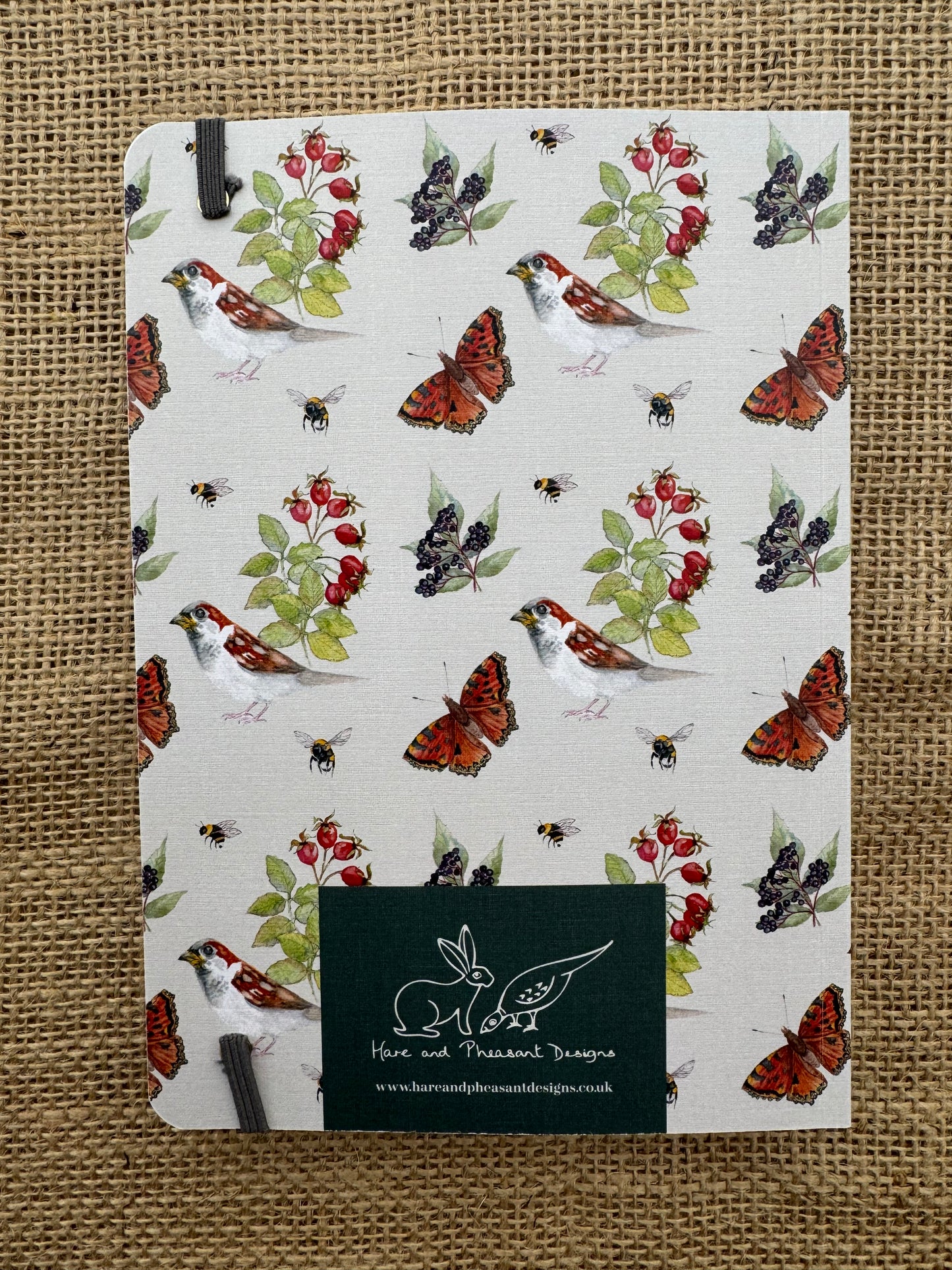 A5 Notebook, Autumn Hedgerow Design, Lined Paper