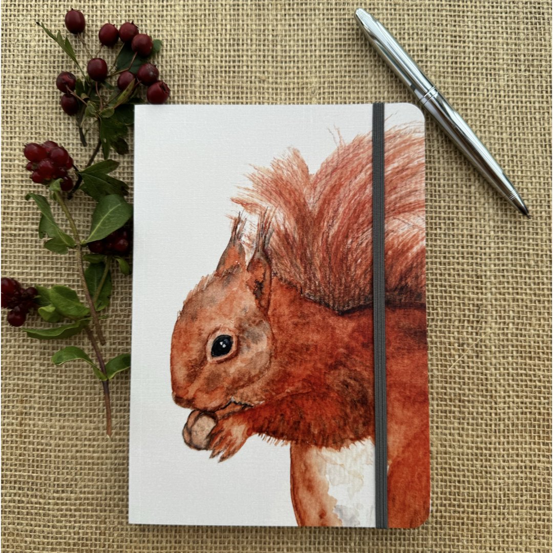 A5 Notebook, Red Squirrel Design, Lined Paper - Hare and Pheasant Designs