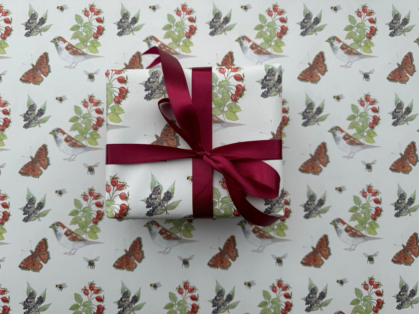 Autumn Hedgerow Wrapping Paper, Luxury Eco Gift Wrap - Hare and Pheasant Designs