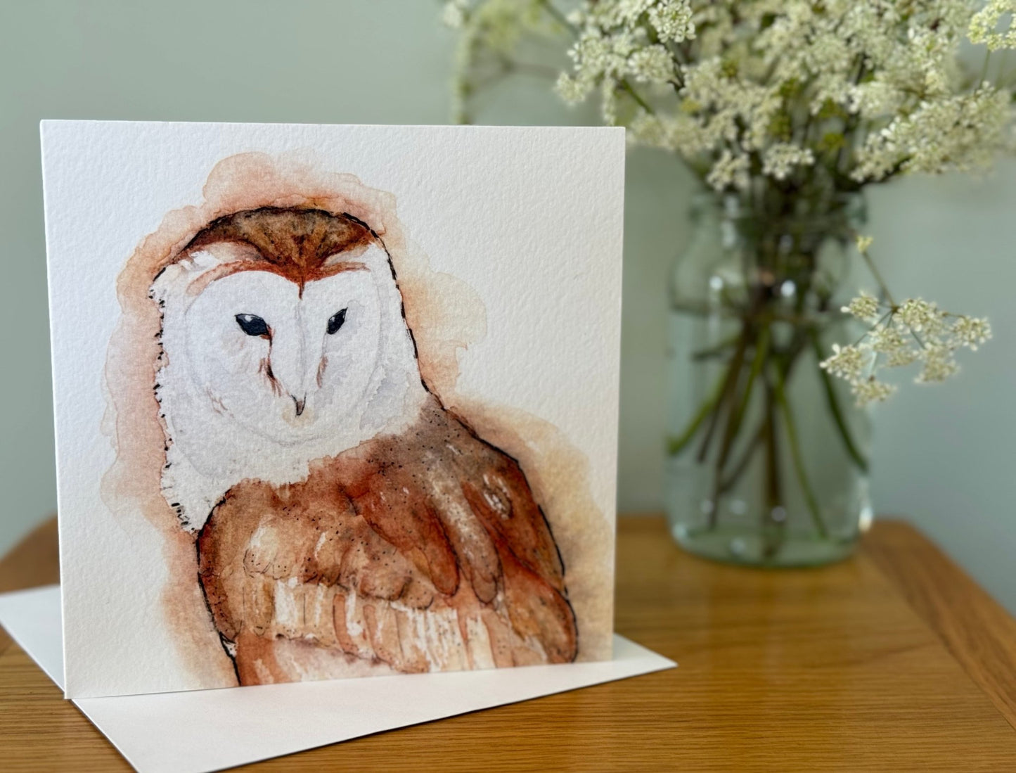 Barn Owl Card, Barn Owl Greeting Card, Blank inside, Wildlife Greeting Card, Bird Greeting Card - Hare and Pheasant Designs