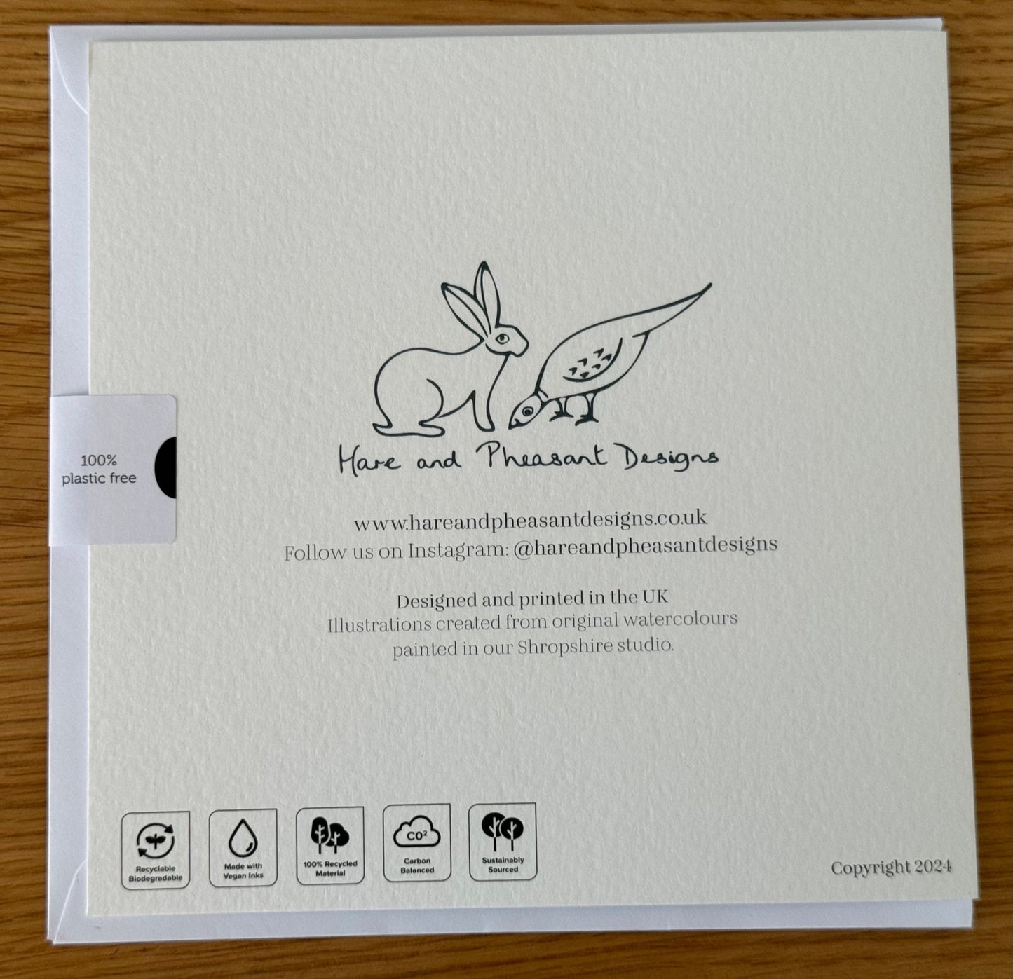Hare Card, Hare Greeting Card, Blank inside, Wildlife Greeting Card, Animal Greeting Card - Hare and Pheasant Designs