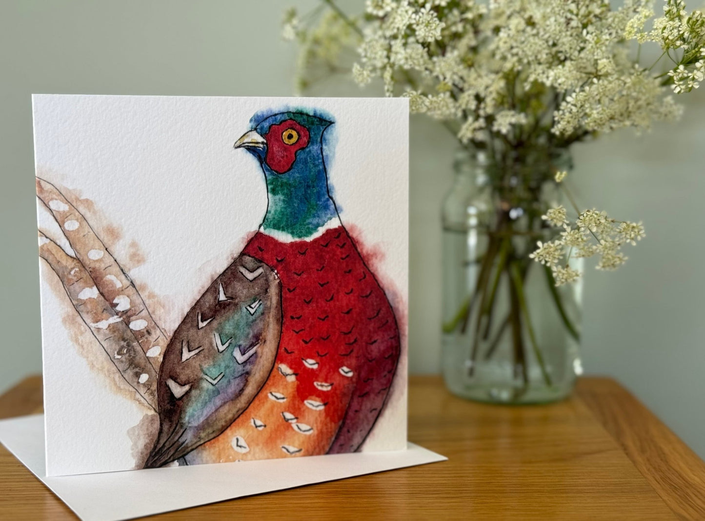 Pheasant Card, Pheasant Greeting Card, Blank inside, Wildlife Greeting Card, Bird Greeting Card - Hare and Pheasant Designs