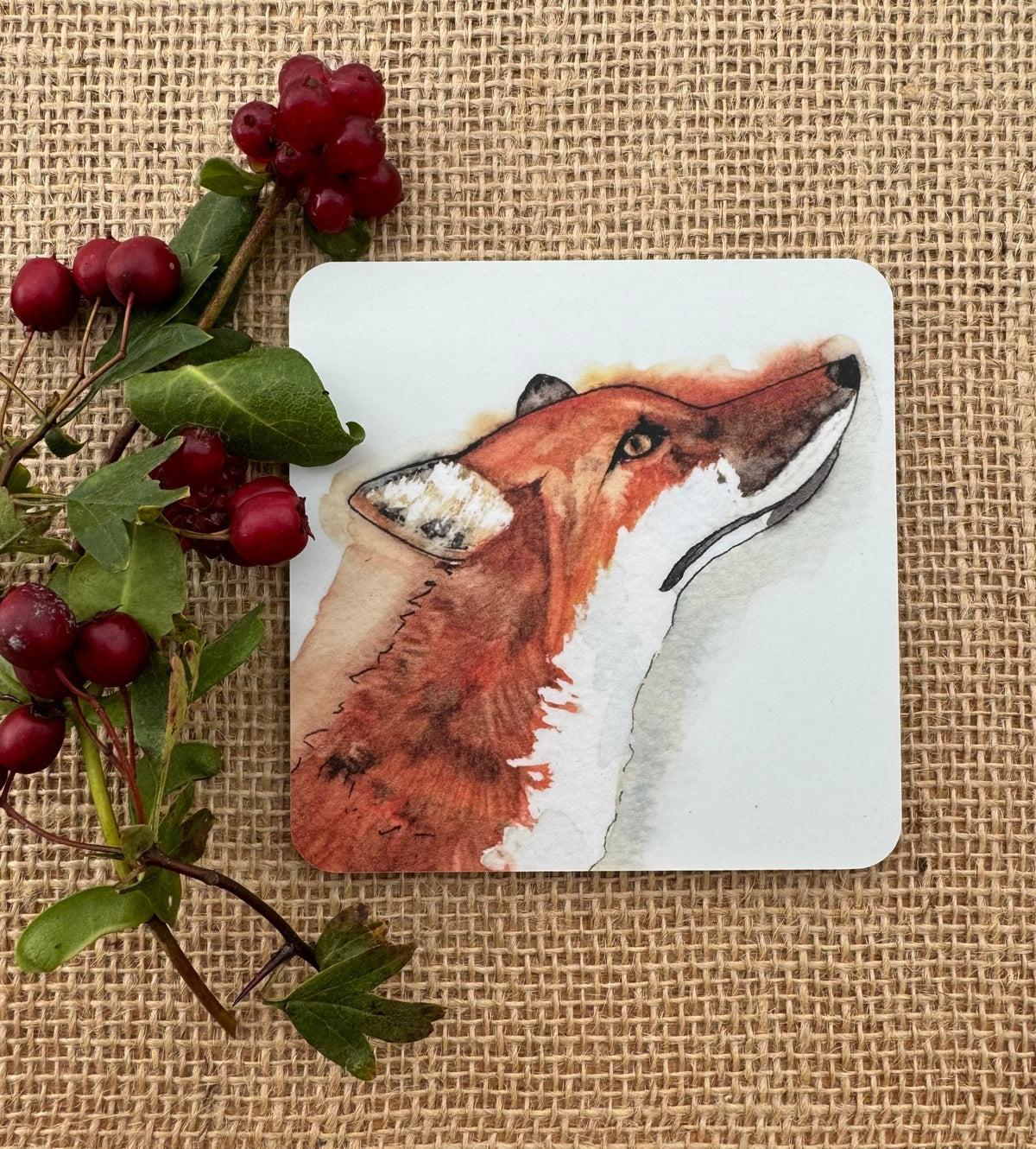 Fox Tea Coaster Fox Coaster – Hare and Pheasant Designs